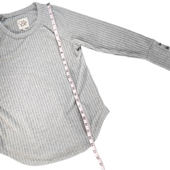 Chaser Shirt Womens Size Small Solid Gray Waffle Knit Button Long Sleeve Tee Top - Picture 8 of 9